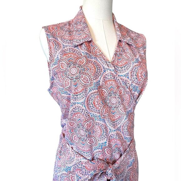 Tori Richard Honolulu Charmed Life Venus Dress Sleeveless Wrap Pink Mosaic XL - Picture 3 of 10